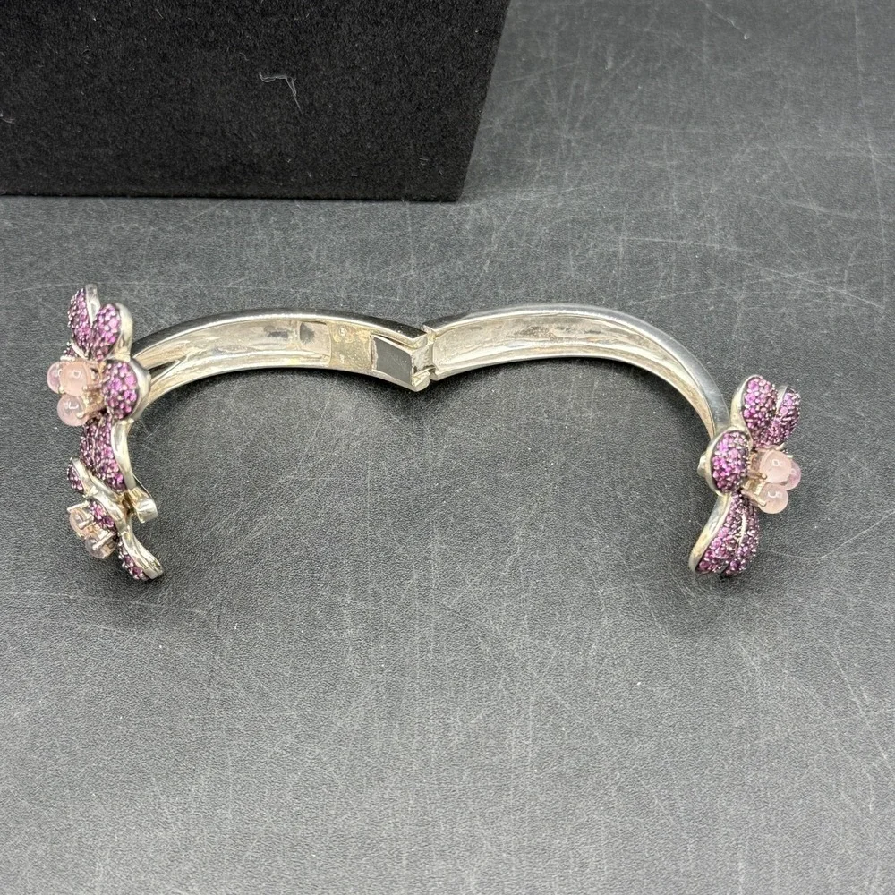 Moonstone Flower‎ Purple Sterling Silver Set Pendant Earrings Bracelet Garnet